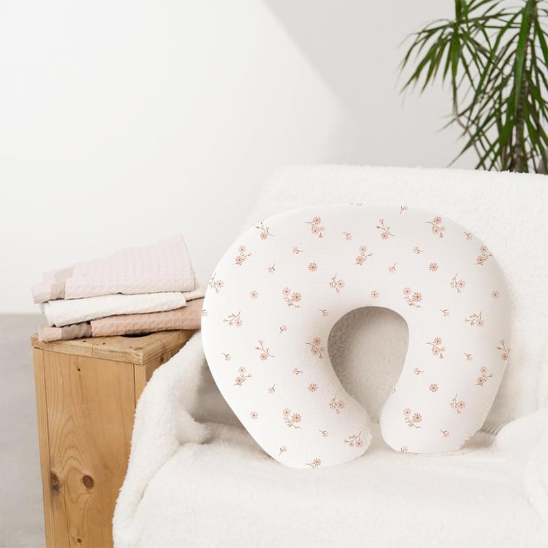 Coreeky Muslin Nursing Pillow Covers, 2 Pack, Soft & Adorable Slipcovers with Zipper Closure, 100% Cotton Covers for Breastfeeding Pillows (Pink, Flower) - Image 4